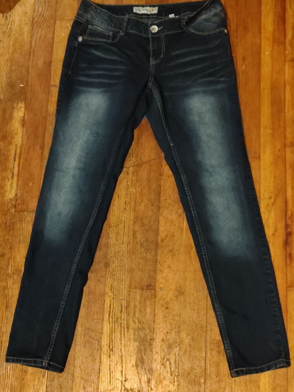 Paris Blues Women's Faded Dark Blue Skinny Jeans